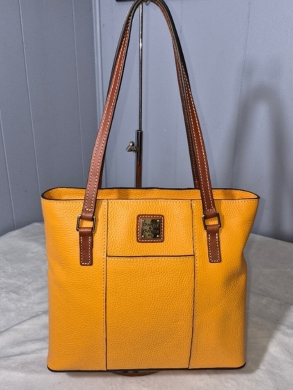 Dooney & Bourke Lexington Pebbled Leather Tote Mustard Yellow Shopper Bag